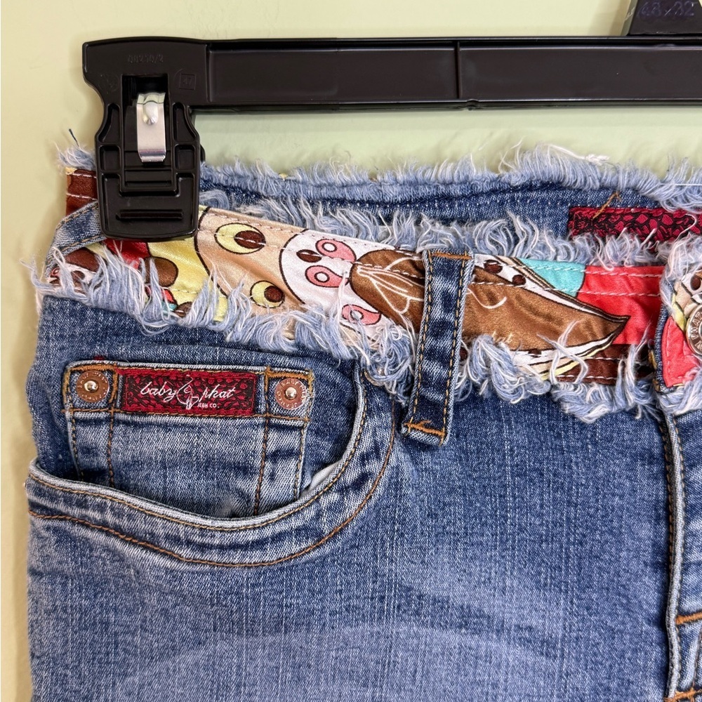 Baby Phat boho jeans junior size 11 distressed patchwork waist flare y2k - Picture 4 of 12
